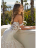 Lace Tulle Tiered Princess Wedding Dress With Detachable Straps